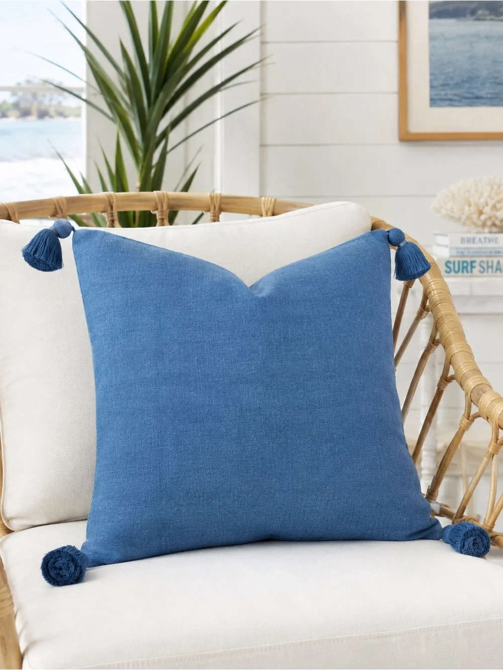 Serena & Lily Linen 20” Tassel Pillow Cover